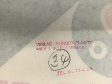 The reverse of the poster, with Julius Klinger’s stamp